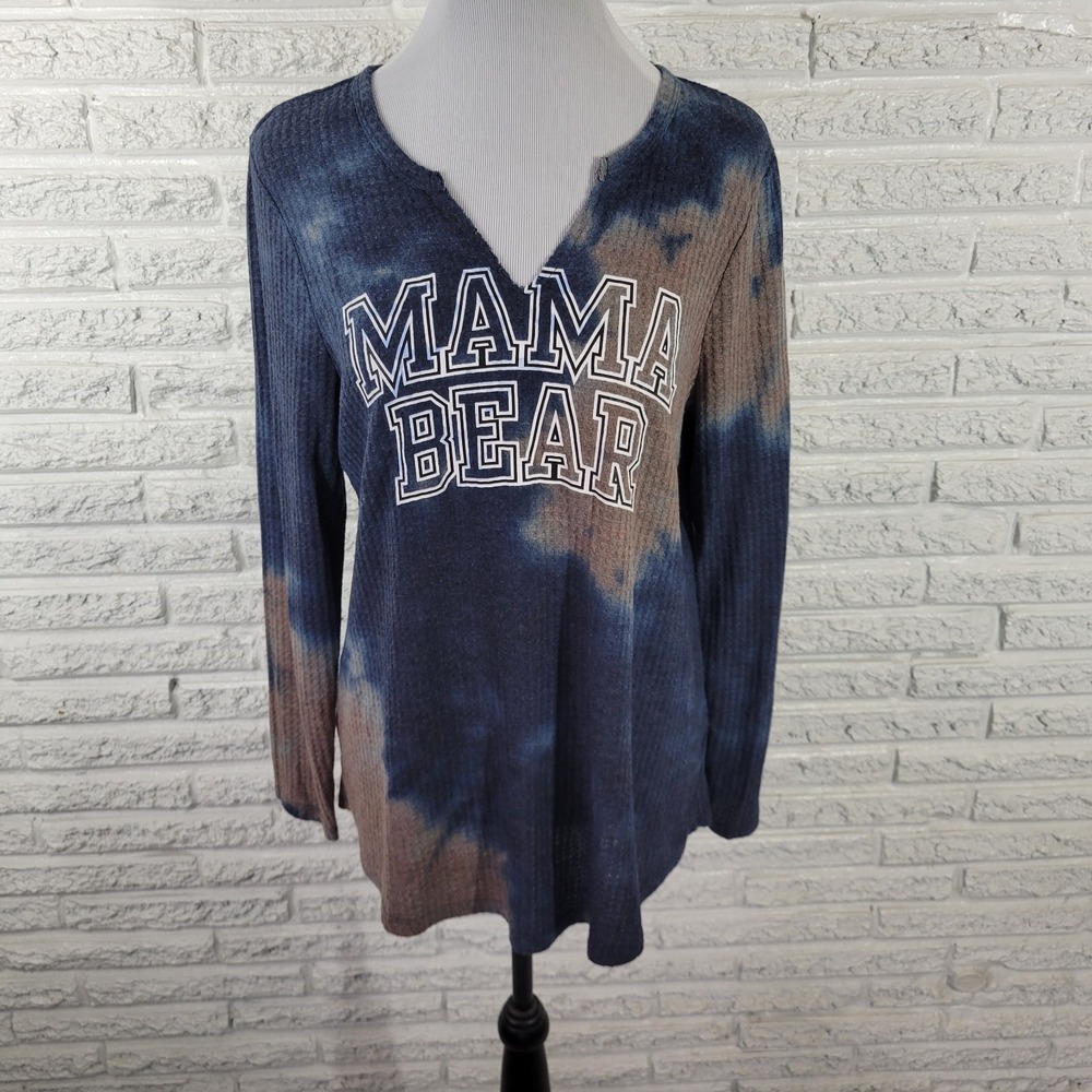 Torrid 1X Plus Mama Bear Blue Knit Top V-Neck Long Sleeve Pullover Stretch Tee